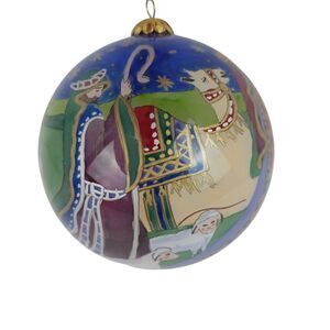 Pier 1 Imports Li Bien LI Bien Christmas Ornament Glass 4" 3 Kings Reverse Paint